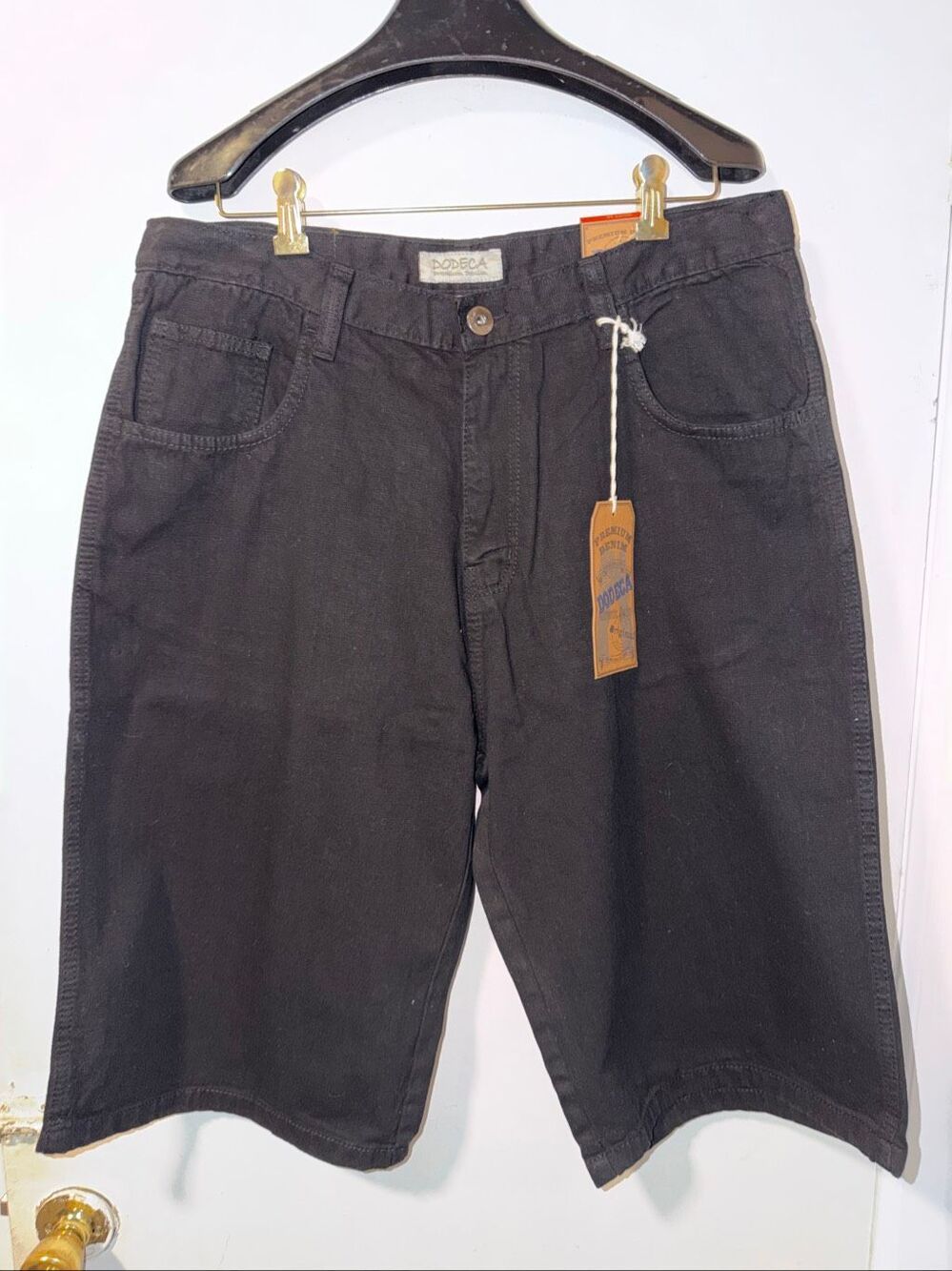 DODECA Vintage Black Denim Baggy Y2K Jean Shorts-36 {NWT}